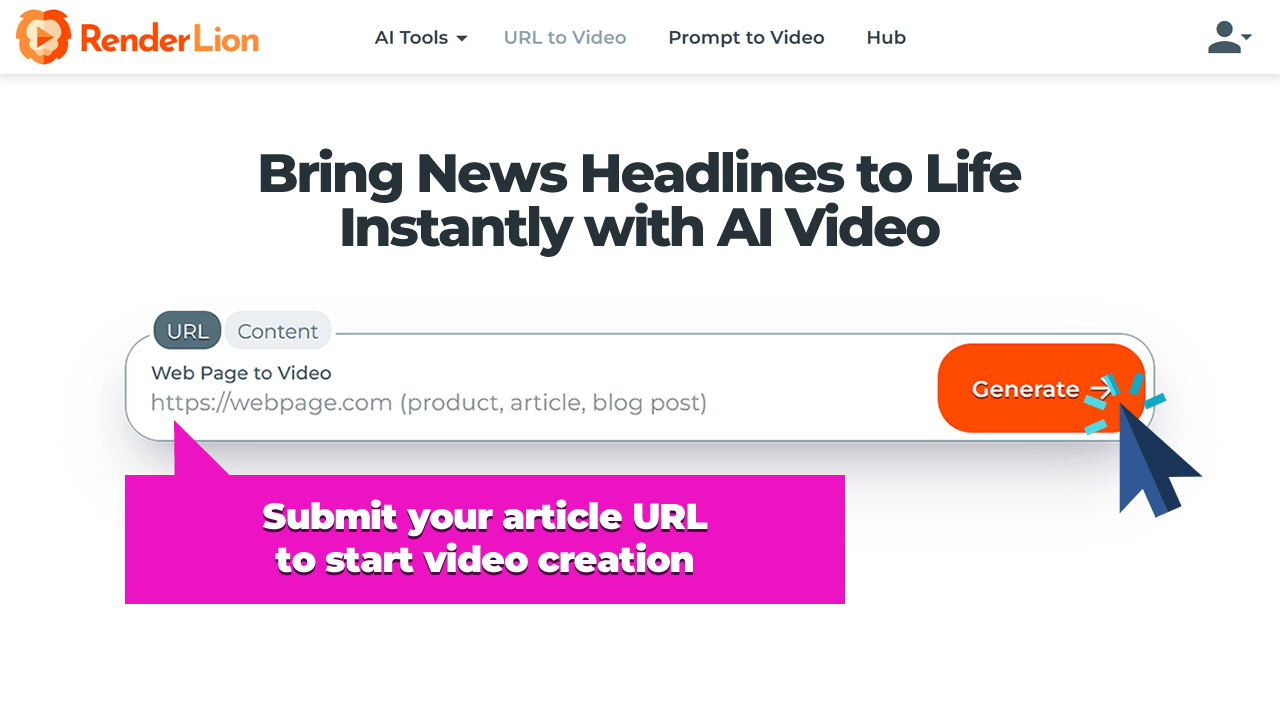 Submit your article URL to start video creation