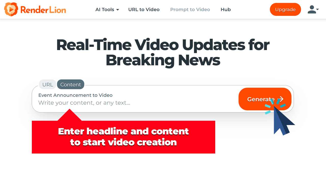 Enter headline and content to start video creation