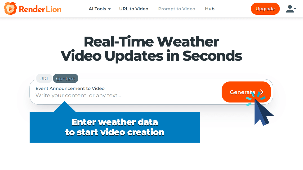 Enter weather data to start video creation