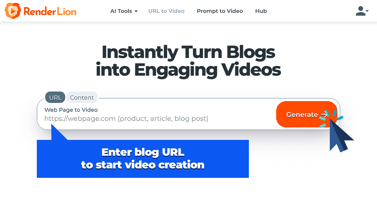 Enter blog URL into the platform to start video creation