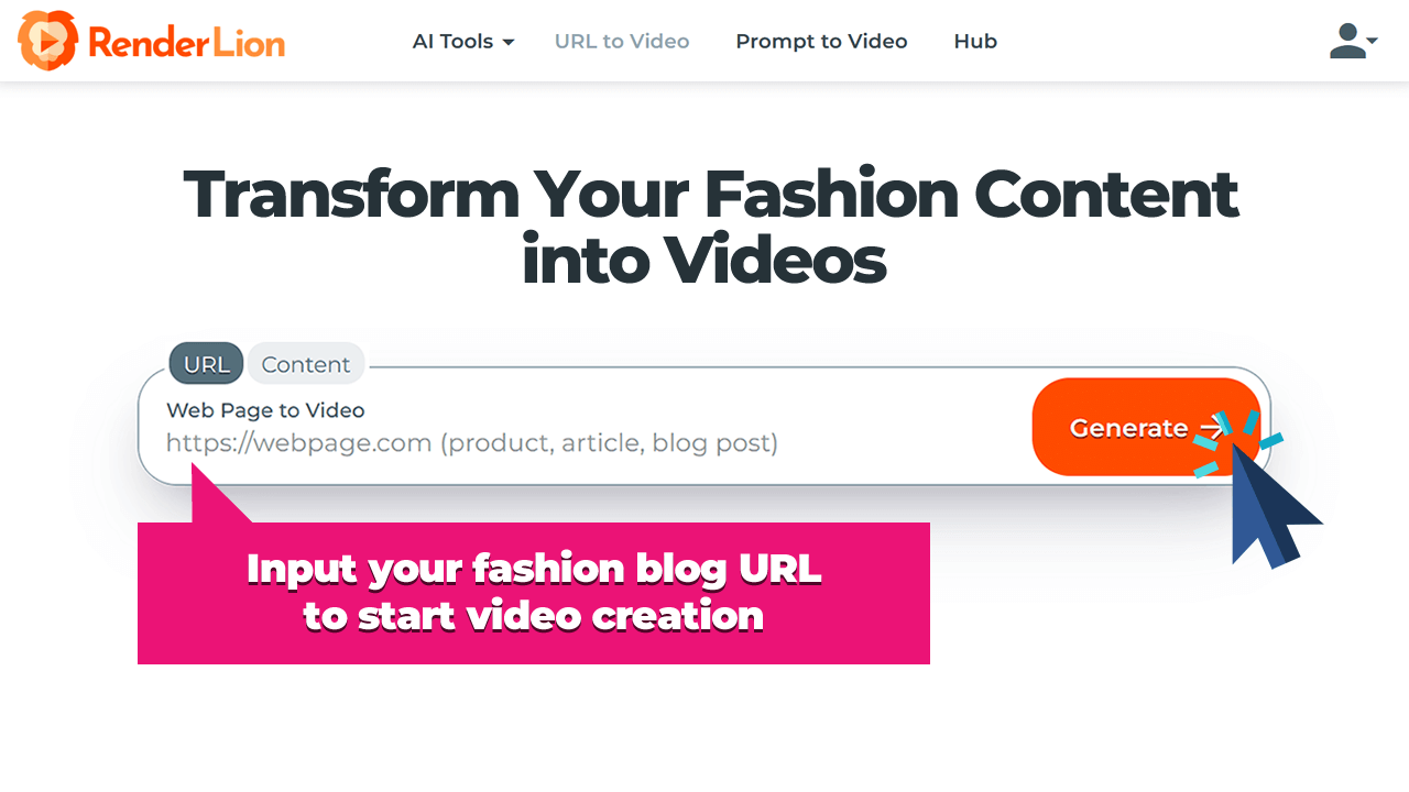 Input your fashion blog URL to start video creation