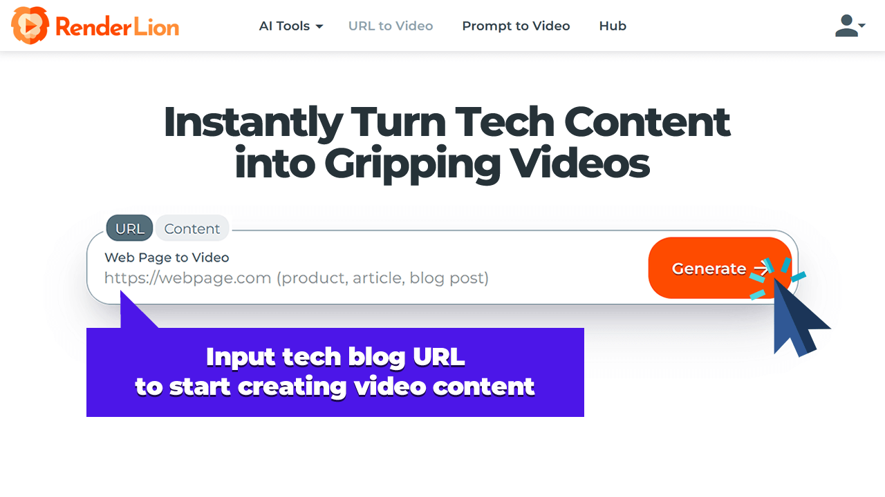 Input tech blog URL to start creating video content