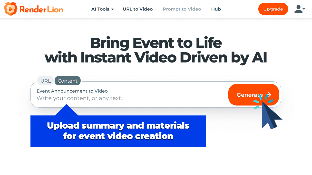 Upload event summary and materials for video creation