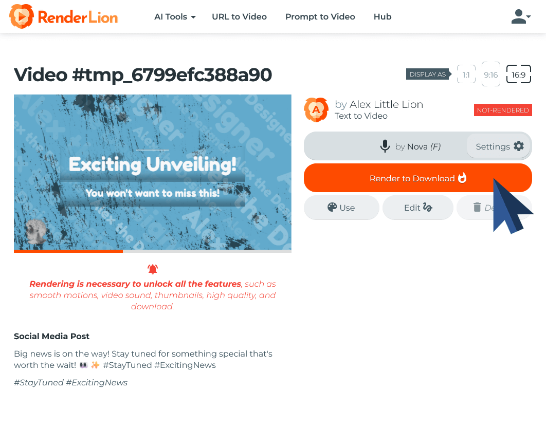 Render and download high-quality video for sharing