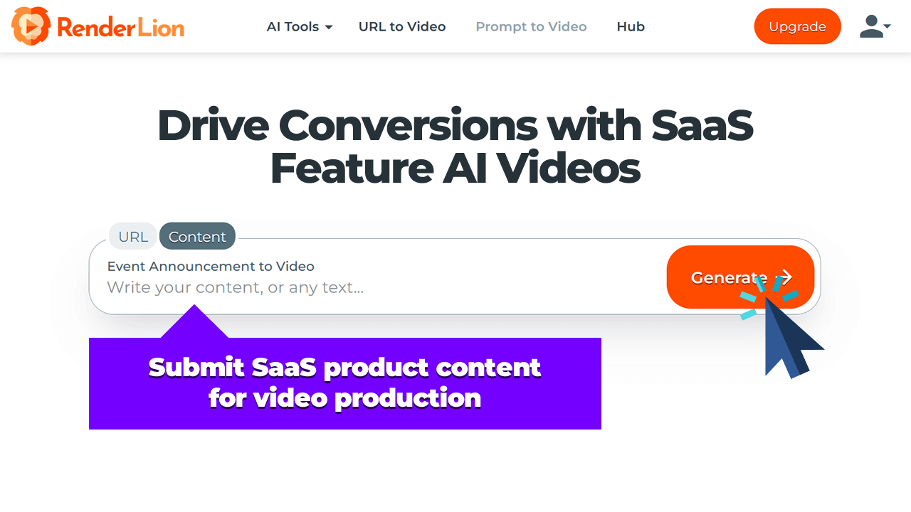 Submit SaaS product content for video production