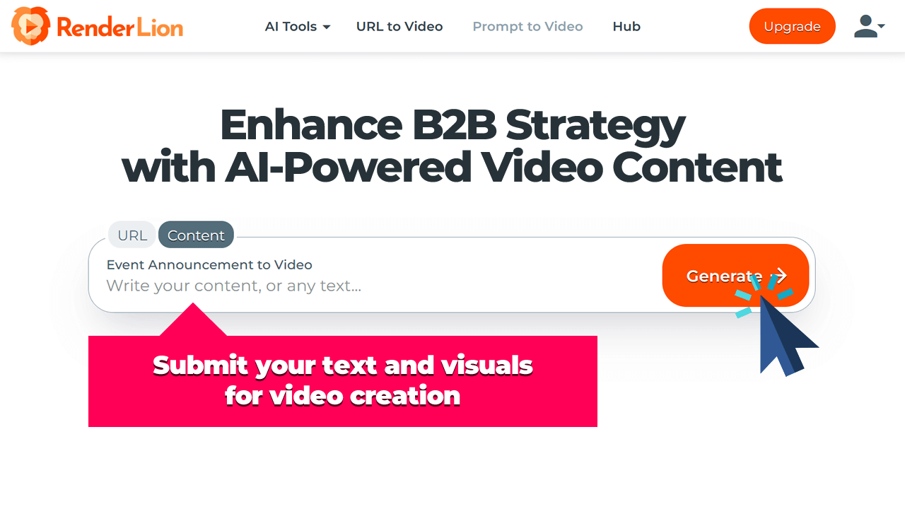 Submit your text and visuals for video creation