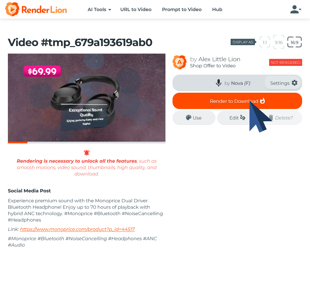 Render and download for use on Shopify product pages