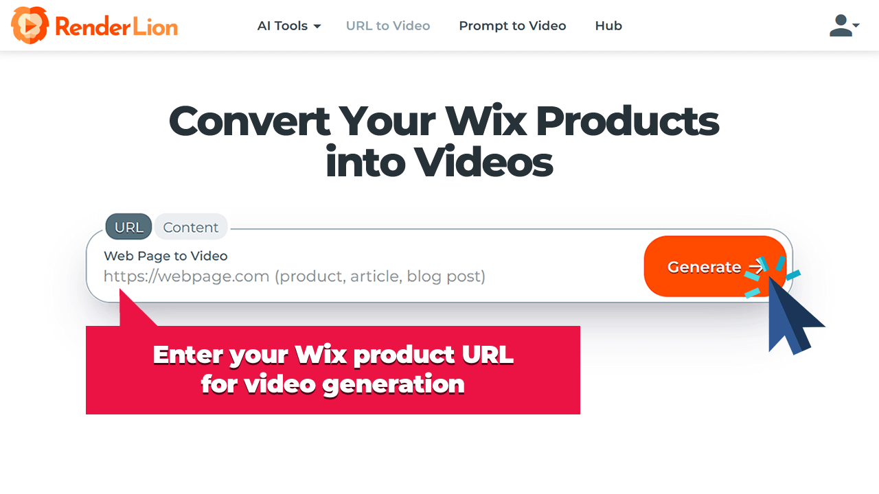 Enter Wix product URL for video generation