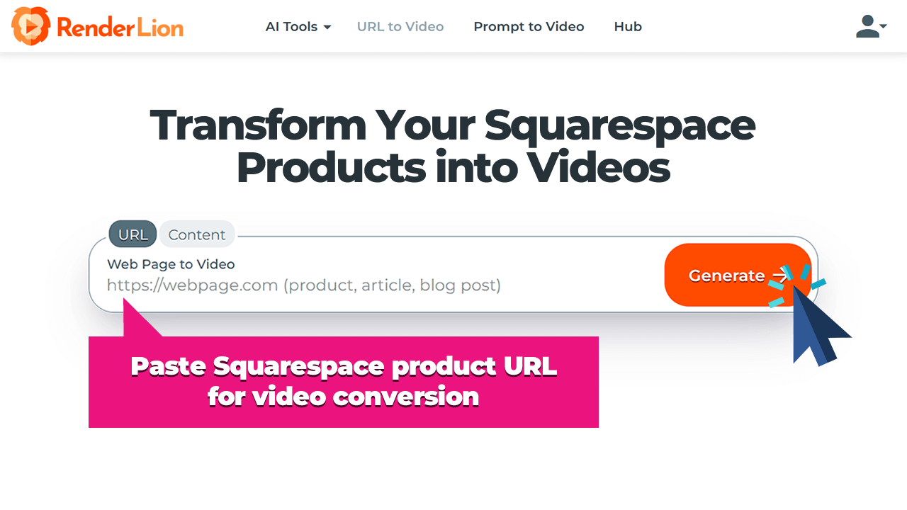 Paste Squarespace product URL for video conversion