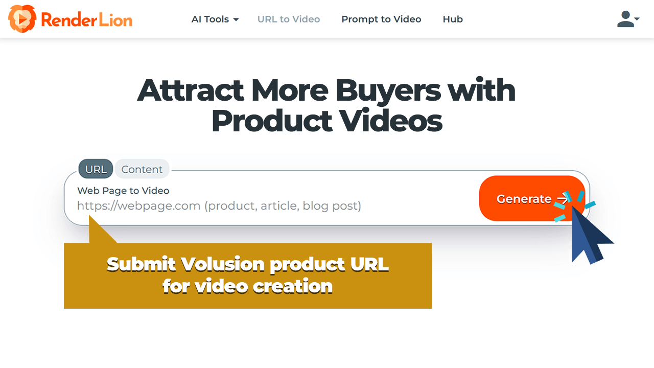 Submit Volusion product URL for video creation