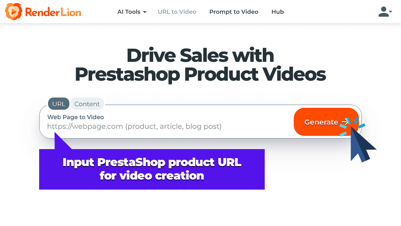 Input PrestaShop product URL for video creation