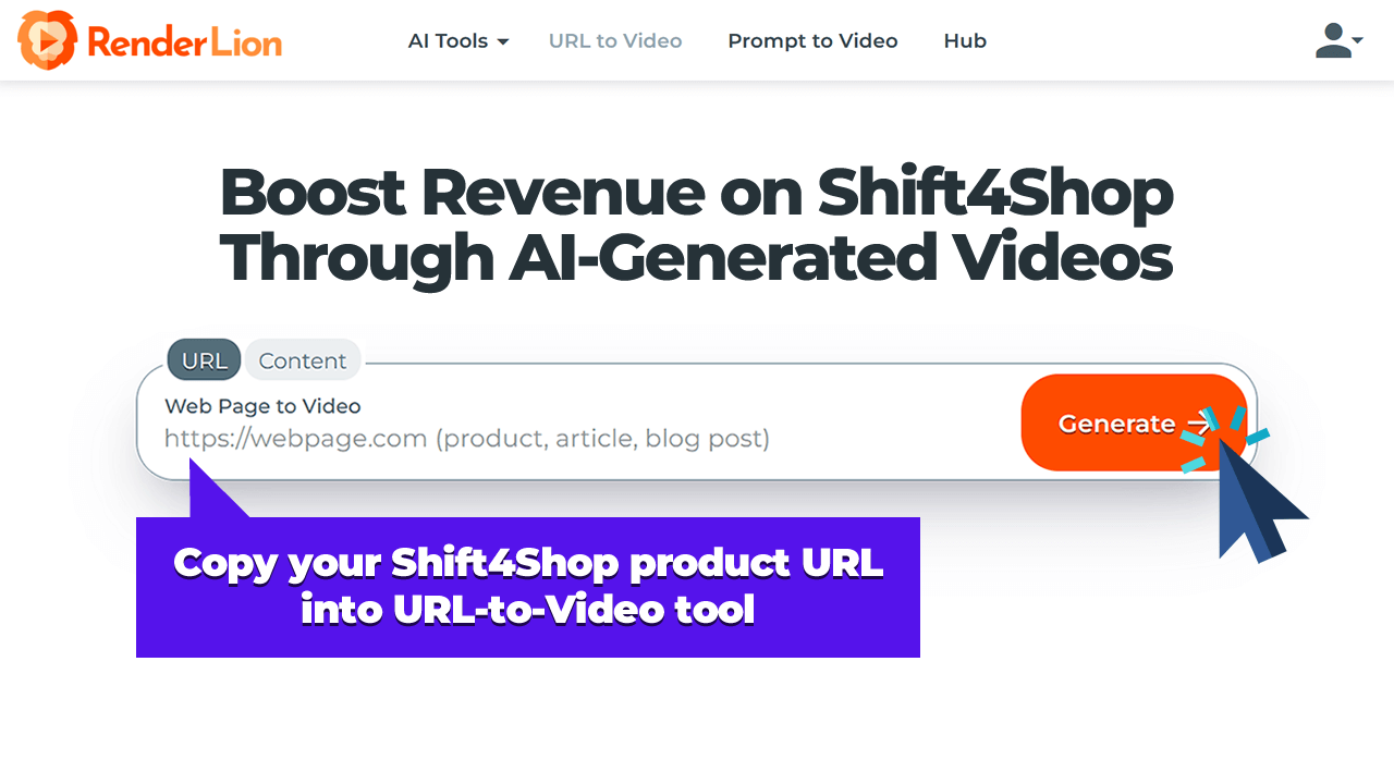 Copy your Shift4Shop product URL into URL-to-Video tool