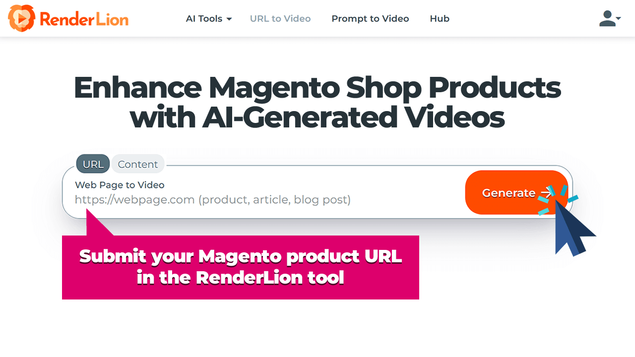 Submitting your Magento product URL in the tool interface