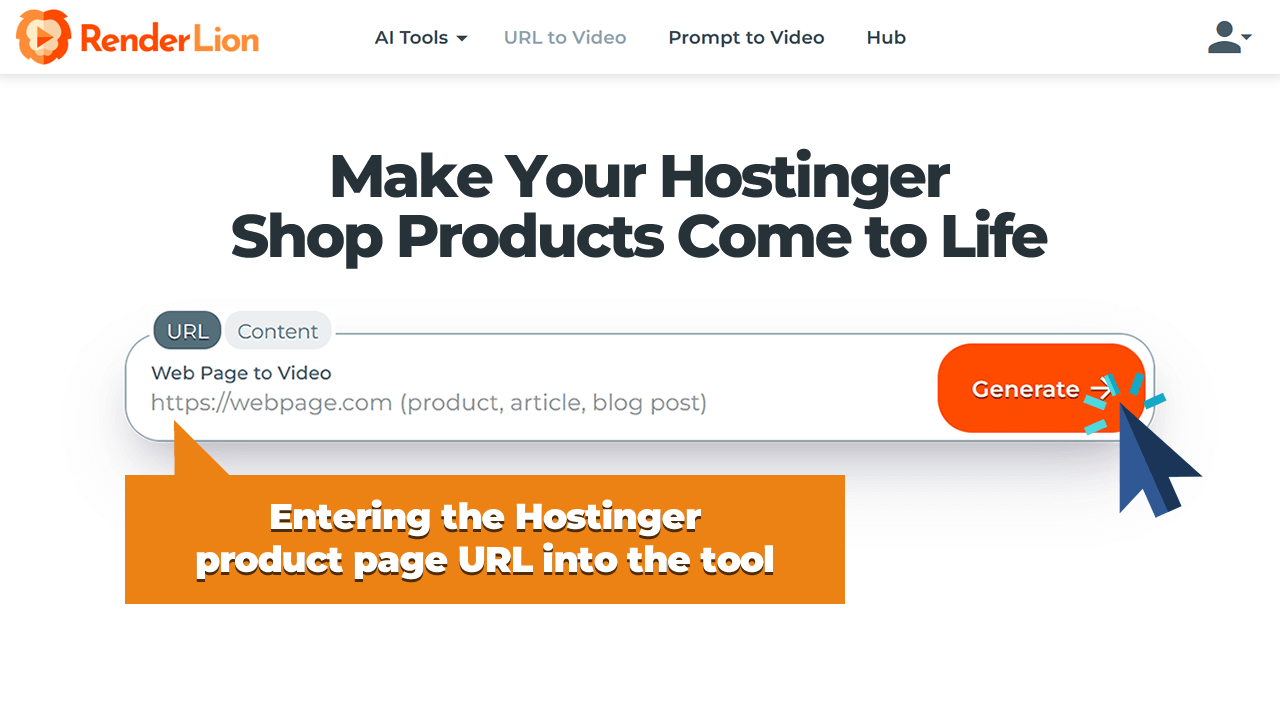 Entering the Hostinger product page URL into the tool