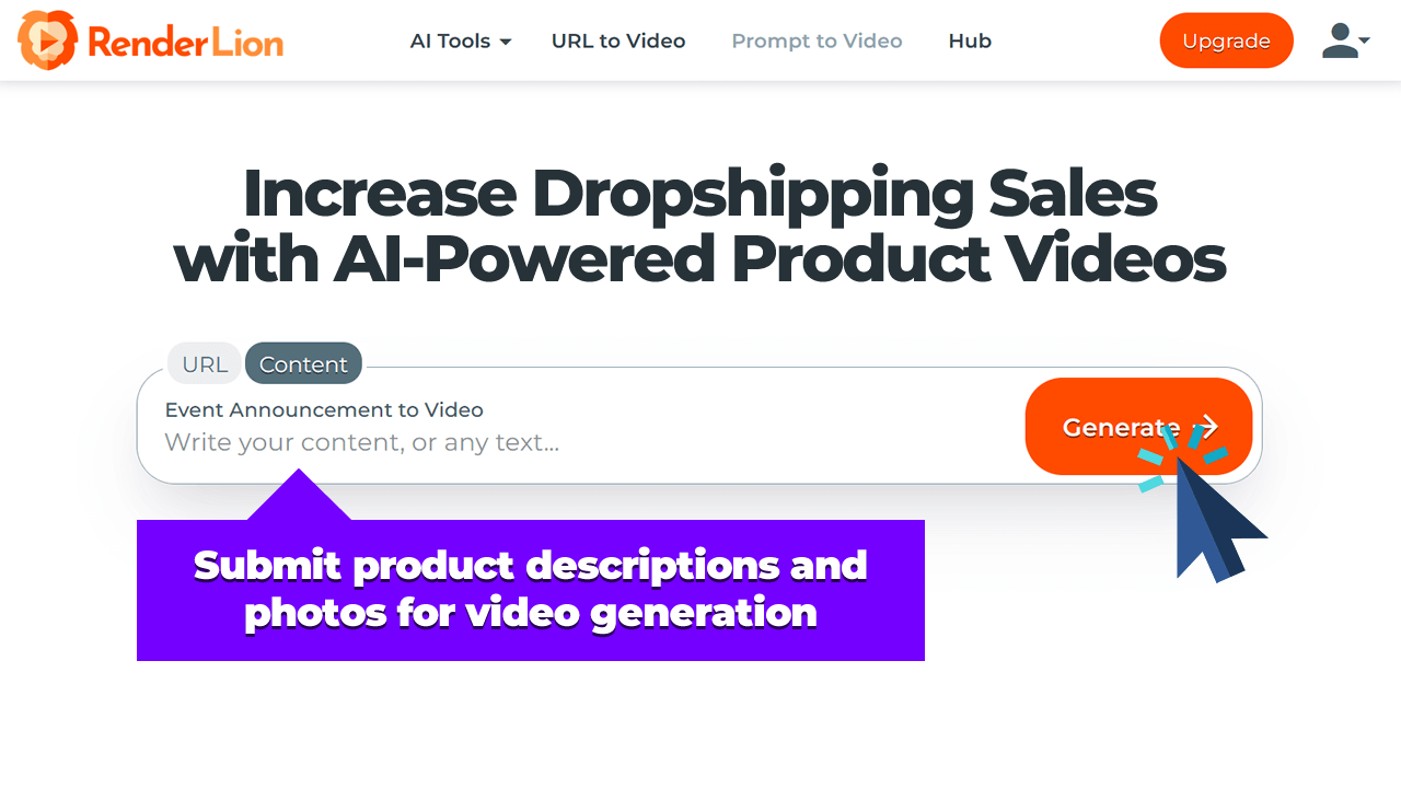 Submit product descriptions and photos for video generation