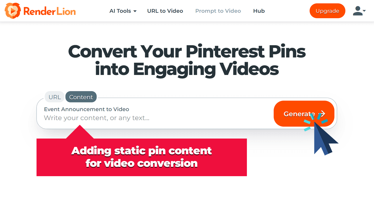 Adding static pin content for video conversion