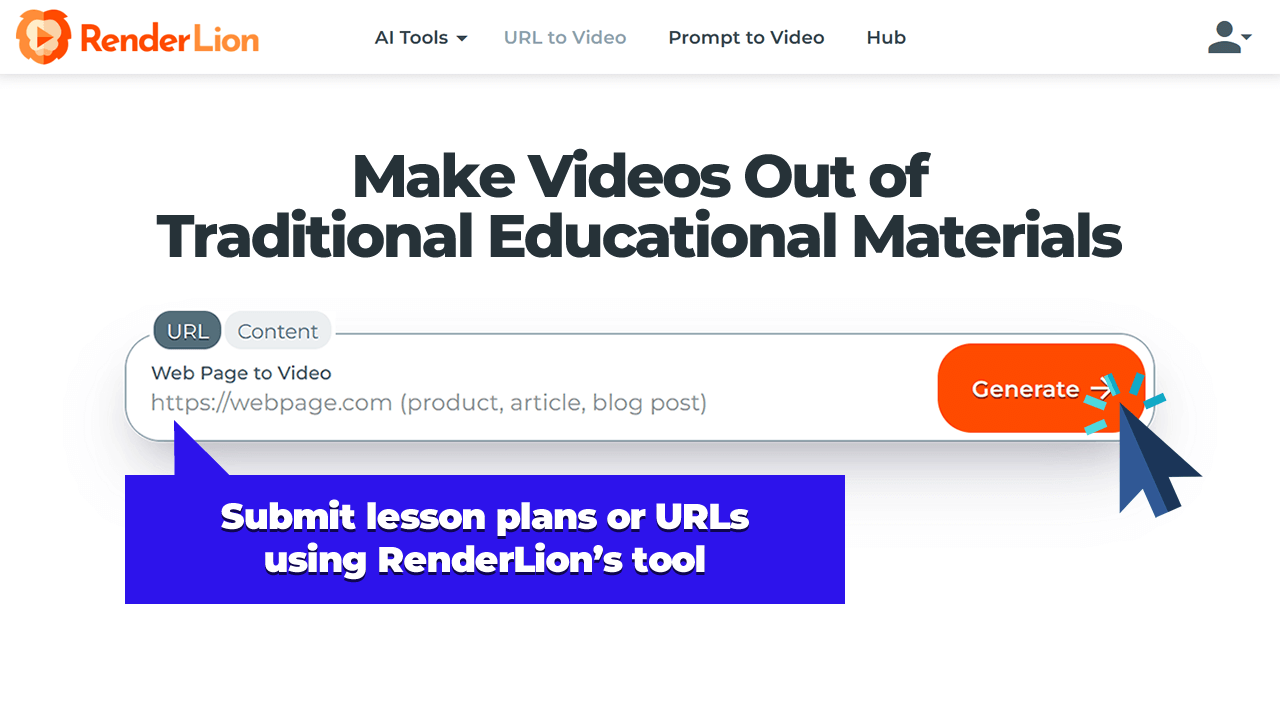 Submit lesson plans or URLs using RenderLion's tool