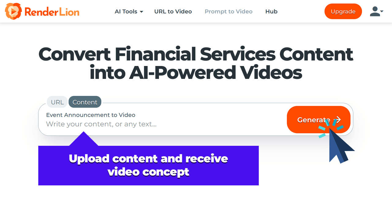 Upload content and receive video concept